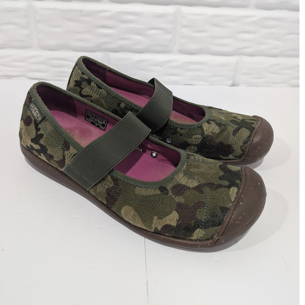 Keen Sienna MJ Canvas Camo Mary Jane Flats Shoes Green Brown Womens 9 Gorpcore